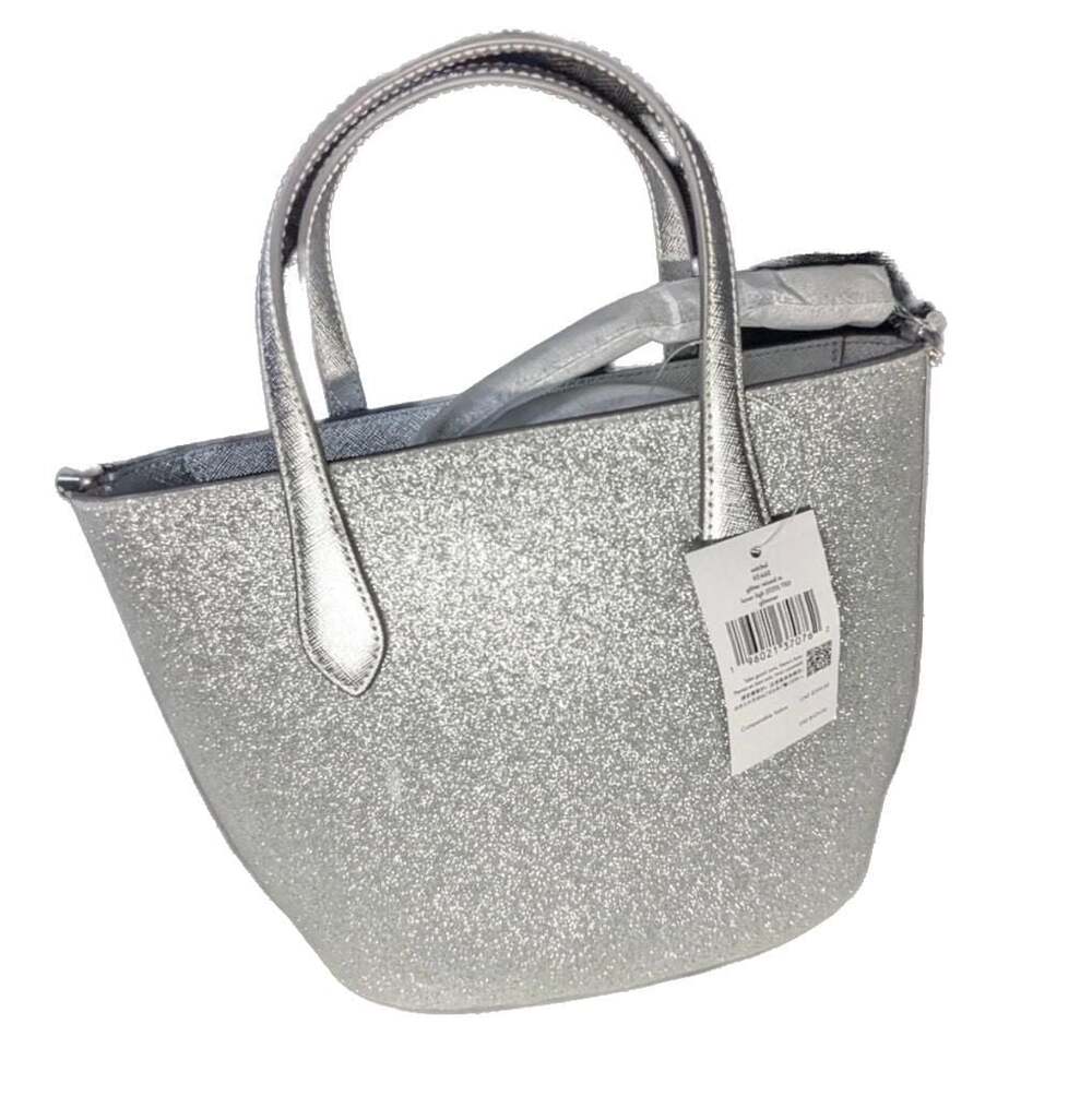 Kate Spade New York Glimmer Small Zip Satchel in Silver Glitter - Picture 7 of 8